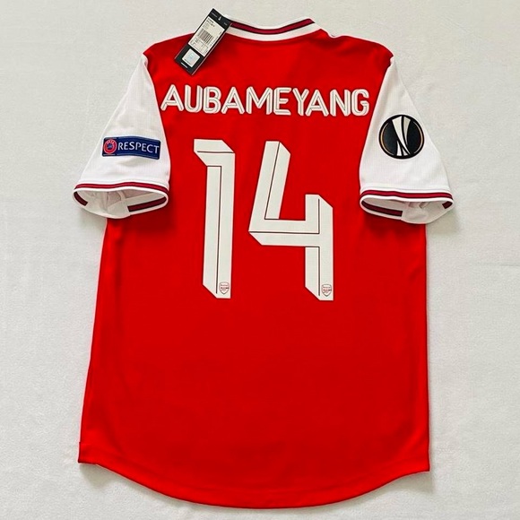 Arsenal Aubameyang 2019 20 PLAYER ISSUE/PREPARED home Europa League jersey NWT